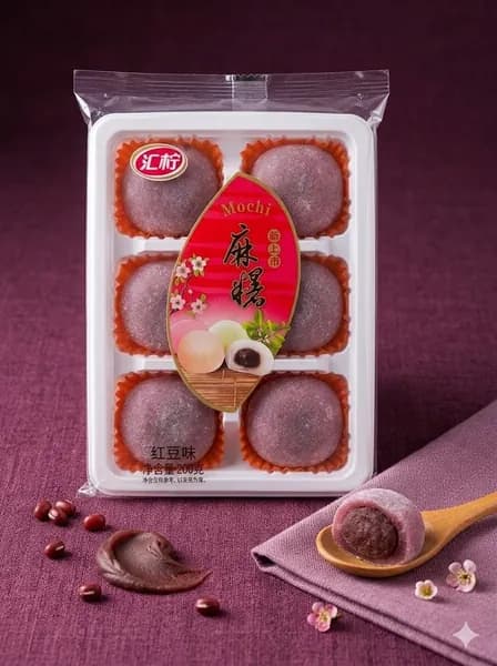 Десерт рисовое моти (mochi, мочи) со вкусом красной фасоли 200 г