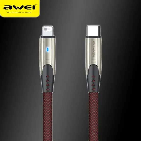 Кабель PD20W Type-C в Apple 8pin Lightning красный для телефона Awei CL-119L