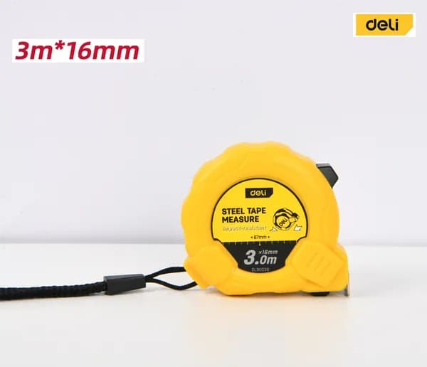 Рулетка Deli DL9003B (3м*16мм, метрическая, ударопрочный корпус)