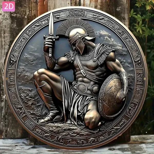 Классный логотип "Средневековый рыцарь", круглый металл, 20x20см