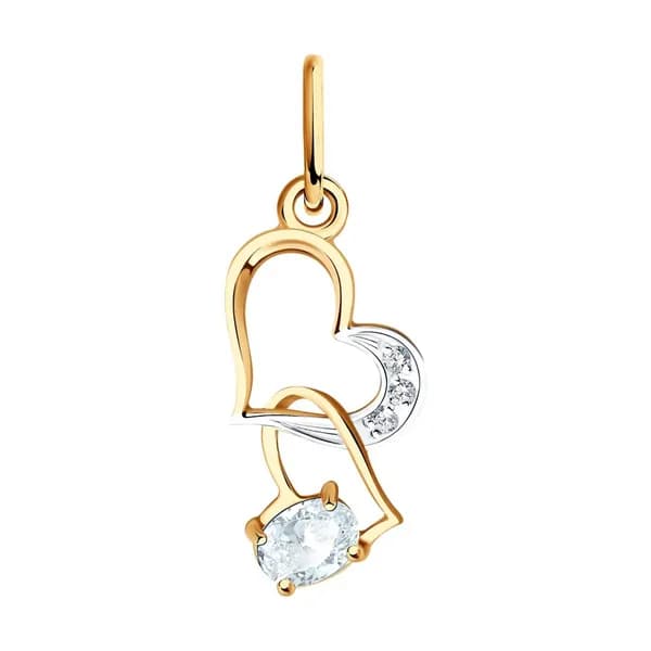 Золотая подвеска DIAMANT-ONLINE с топазом и фианитом 585 пробы