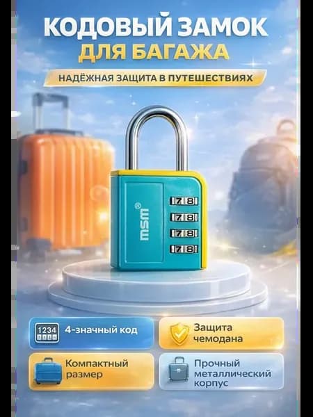 Кодовый замок для чемодана компактный навесной