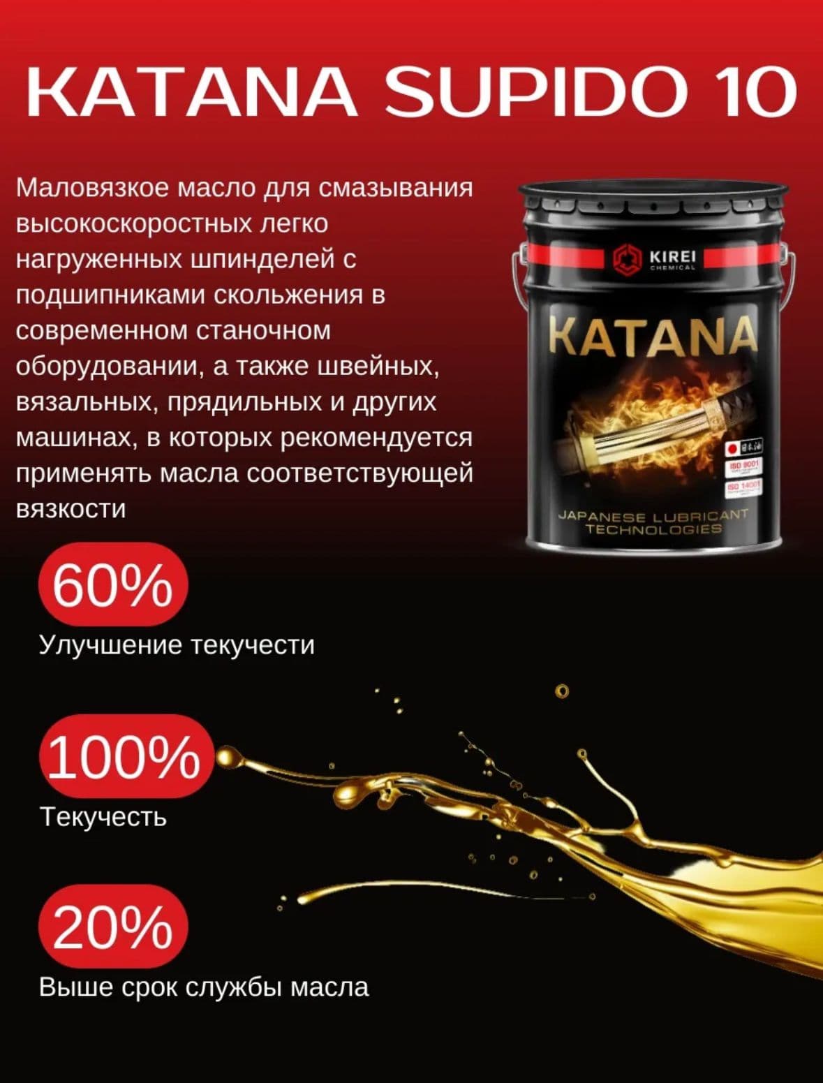 Шпиндельное масло KATANA SUPIDO-10 20 л.