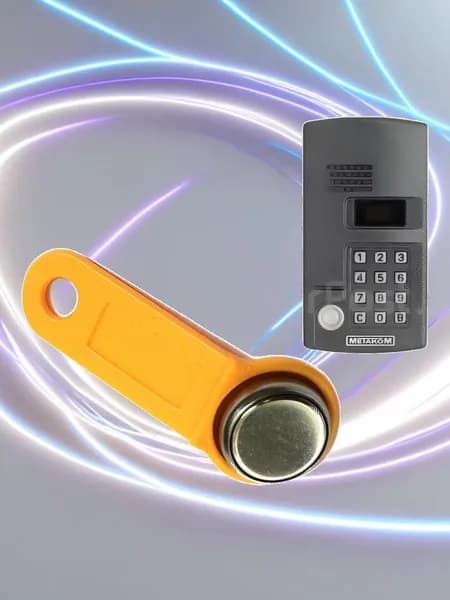 Яркий жёлтый ключ Touch Memory RW1990 для домофона Метаком