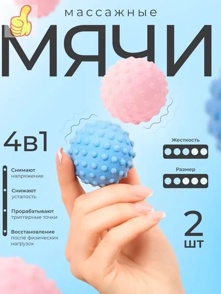 Мяч массажный для МФР с пупырками, 5 см, голубой