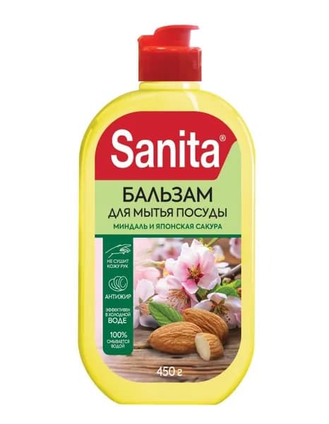 Sanita Средство для мытья посуды, Pure, Миндаль и японская сакура, 450 мл