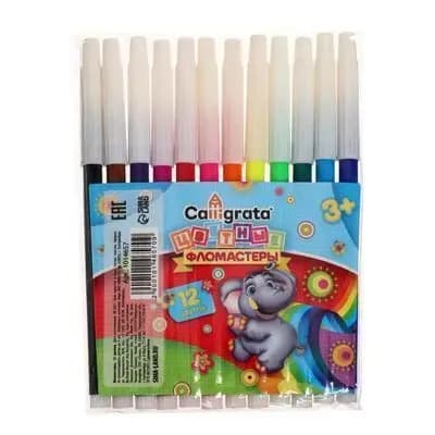 Фломастеры Calligrata, 12 цветов, невентилируемый колпачок