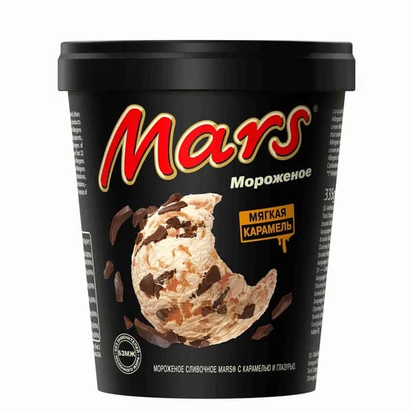 Мороженое сливочное с карамелью и шоколадом ведерко 300 г, Mars