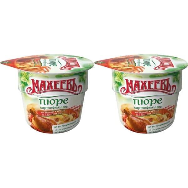 Махеевъ Картофельное пюре Со вкусом курицы и сухариками, 40 г, 2 шт