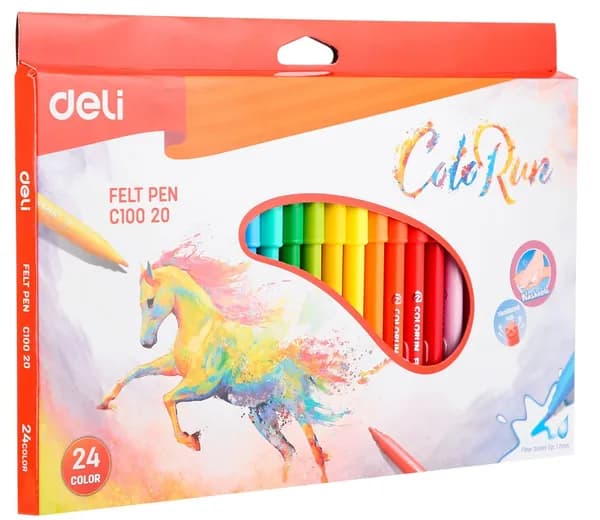 Фломастеры 24 цвета Deli Colorun вентилируемый колпачок, картонная упаковка