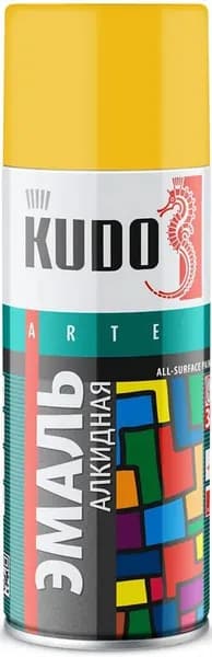KUDO KU-1013 Эмаль аэрозольная алкидная желтая (0,52л)