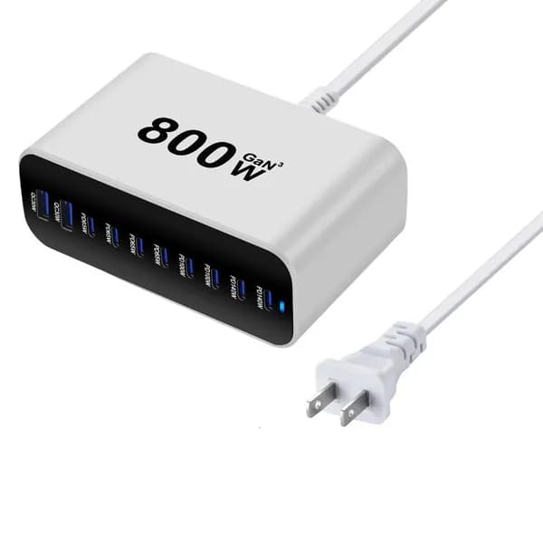 Зарядная станция с портом USB Type-C и корпусом из алюминиевого сплава, Белый - US