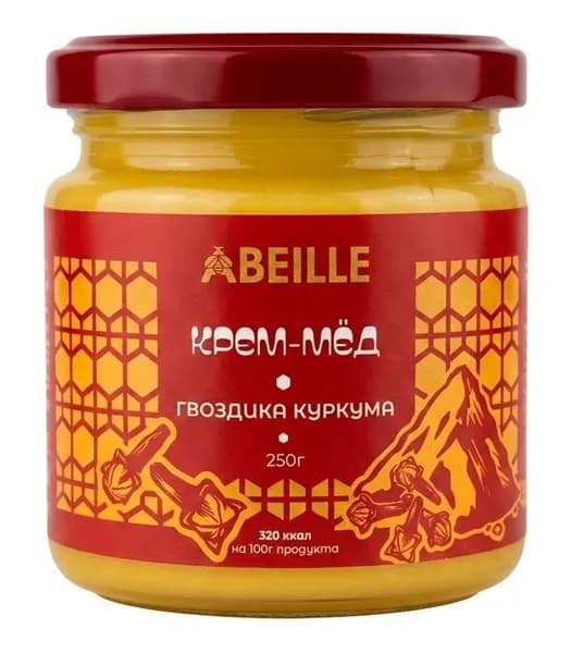Крем-мед цветочный Abeille с куркумой и гвоздикой, 250 г