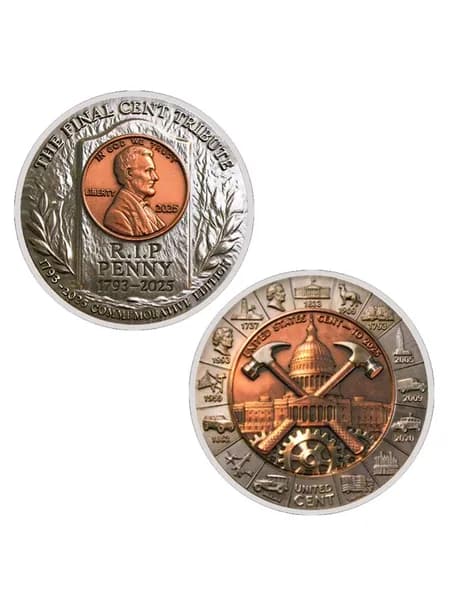 Памятная монета "The Last Penny" - дань уходящей эпохе центов 1793-2025, сувенир с Авраамом Линкольном