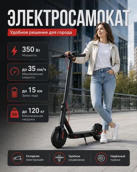 Электросамокат Электросамокат, черный