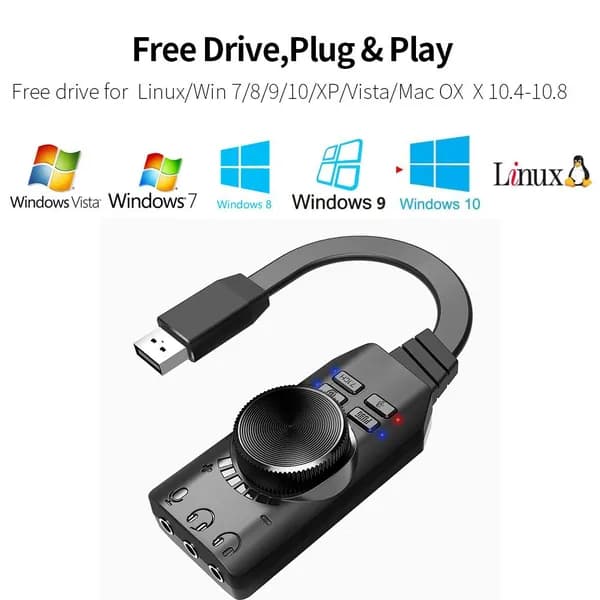 USB-звуковая карта GS3, 7.1-канальный объемный звук, поддержка Windows/macOS/Linux
