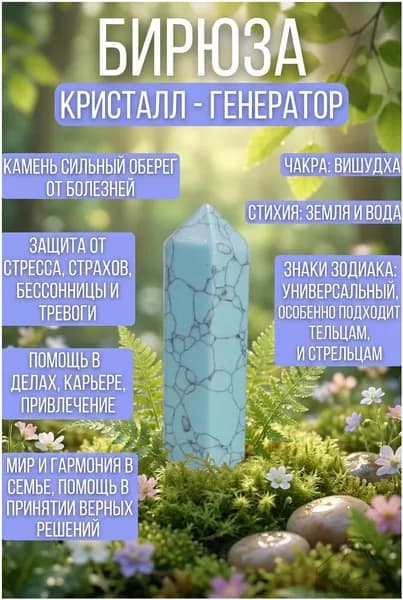 Бирюза натуральный камень талисман кристалл минерал
