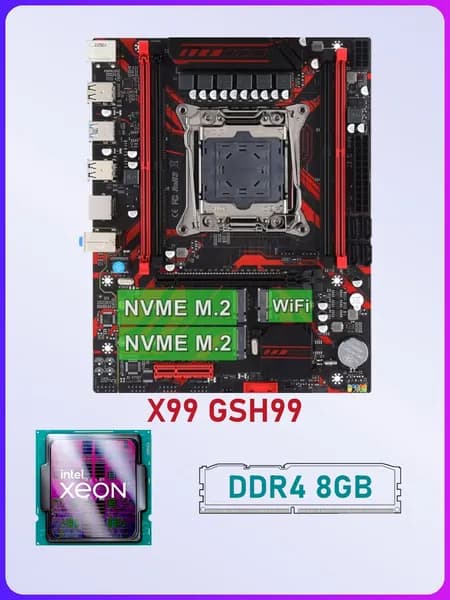 Atermiter X99-GSH99 + процессор E5-2640 v4 10 ядер 20 потоков + оперативная память DDR4 8Gb готовый комплект, LGA 2011-3, DDR4, Материнская плата