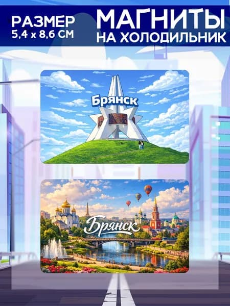 Виниловые магниты Брянск . 2 шт размером 5,4*8,6 см.
