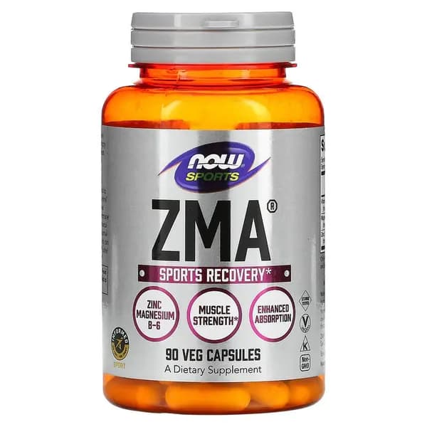 ZMA спортивное питание для тестостерона NOW комплекс витаминов ЗМА для мужчин с магнием, цинком и витамином B6, 90 капсул