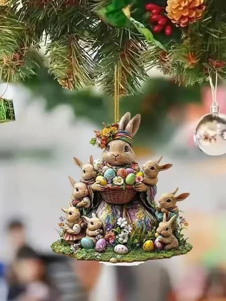 2D кролик украшения пасхальных яиц, подвесные пасхальные