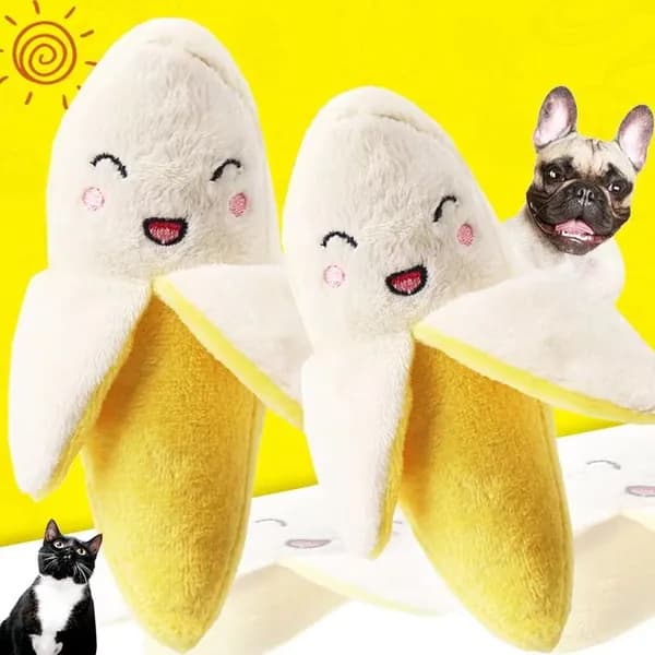 Мягкая игрушка с пищалкой для кошек и собак Банан