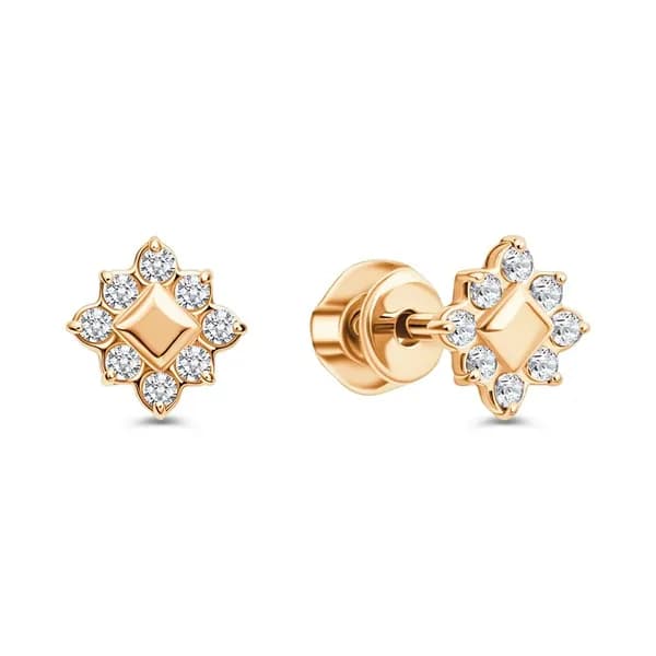 Серьги женские с фианитами из красного золота 375 пробы 585GOLD