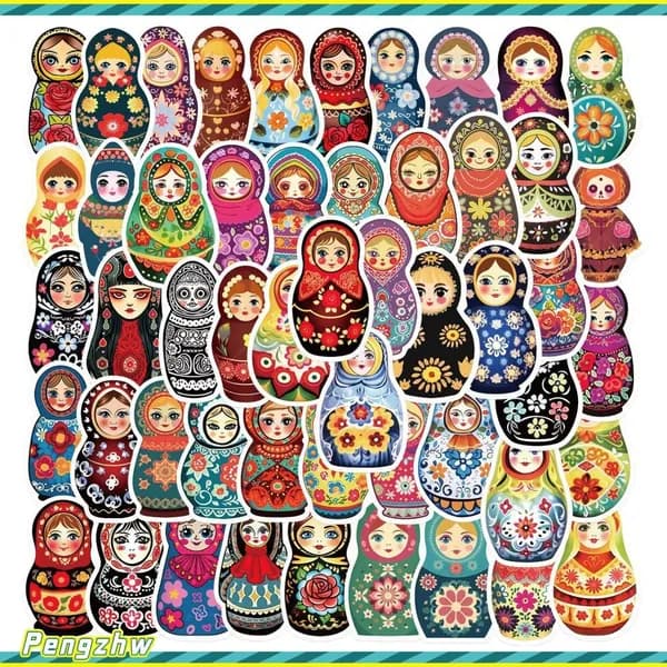 Наклейка Русская матрешка 50 листов в упаковке