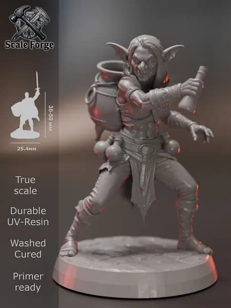 Гоблинша алхимик. Миниатюра ДнД для настольных игр и покраски. Pathfinder. DnD.