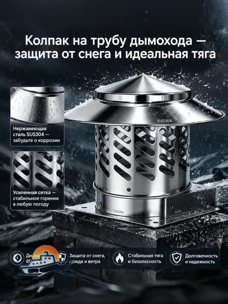 Колпак на дымоход нержавеющий SUS304, зонт для вытяжной трубы 80 мм-дефлятор вентиляционный жаростойкий, для печи и камина