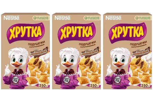 Хрутка Готовый завтрак Подушечки с шоколадной начинкой 250 г, 3 уп