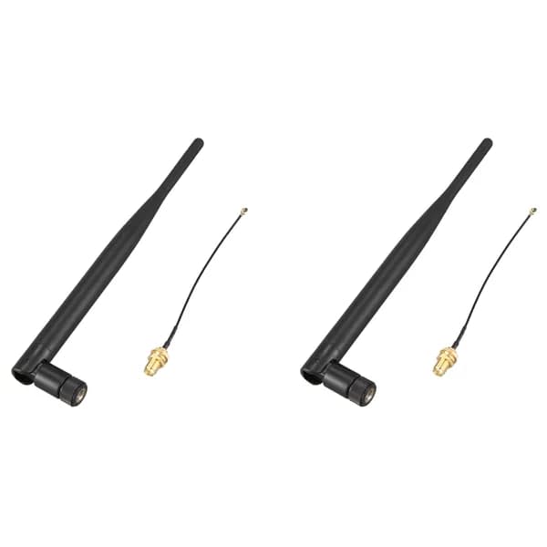 2X Антенна 900-1800 МГц 5Dbi GSM RP-SMA Штекер Резиновая Водонепроницаемая Lorawan + Малый Кабельный Удлинитель IPX-SMA