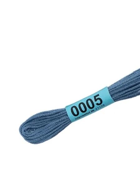 Мулине 100% хлопок, 5 шт - цвет 0005 св. синий