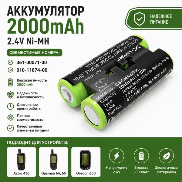 Аккумулятор для Garmin GpsMap 64 Cameron Sino 361-00071-00