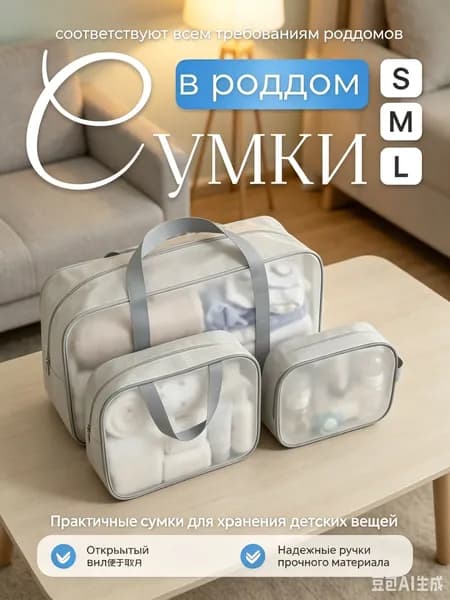 Сумки в роддом для беременных для мамы комплект 3 шт матовые