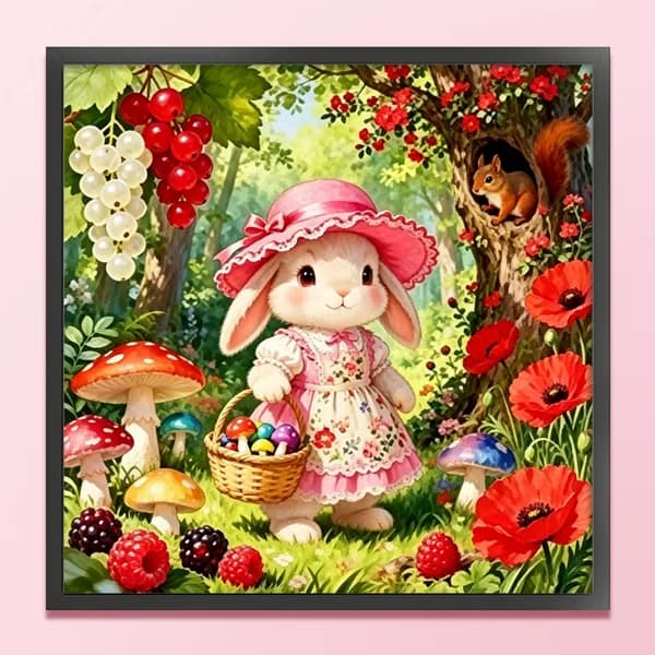 Крестиковый набор Rabbit and Poppy: маки и кролики, хлопковая канва 14 CT, 40 40 см