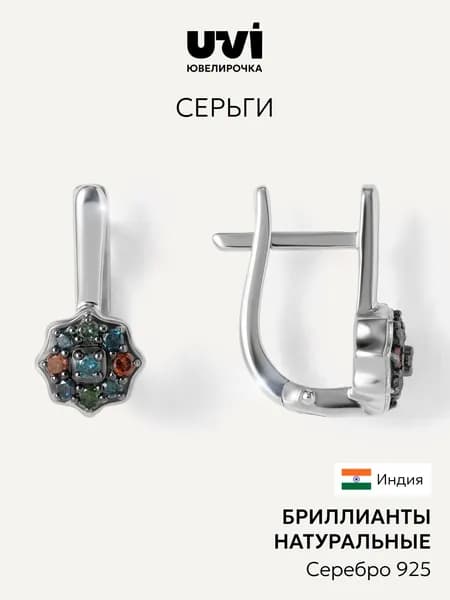 Серьги серебро 925 женские с бриллиантами, Ювелирочка