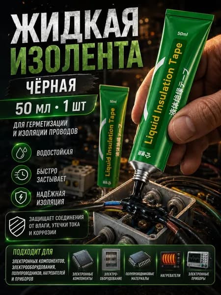 жидкая изолента для проводов, водонепроницаемая, влагостойкий эластичный слой дома, авто и электрики, 50 мл