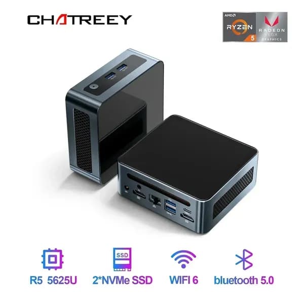 Chatreey Мини-ПК (AMD Ryzen 5 7430U, RAM Отсутствует, AMD Radeon, Windows 11 Pro)
