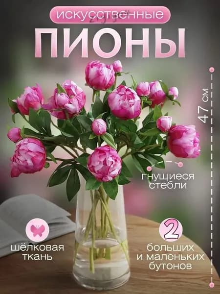 Стабилизированные цветы Пион, 47 см, 30 гр, 1 шт