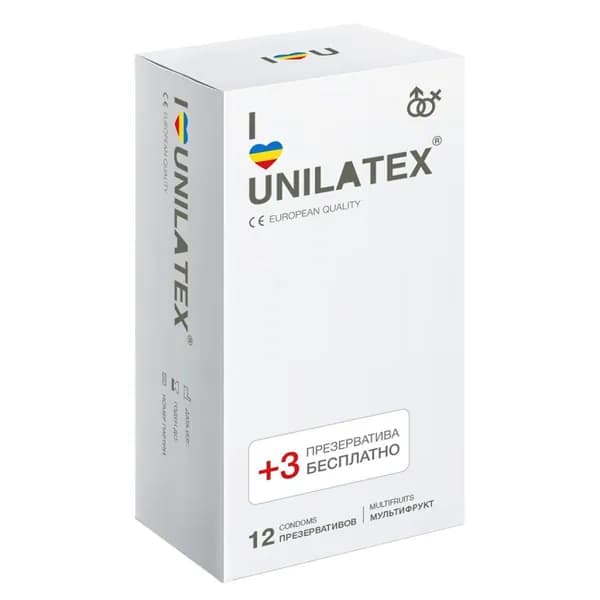 Презервативы Unilatex, multifruits, аромат, цветные, 19 см, 5,4 см, 15 шт