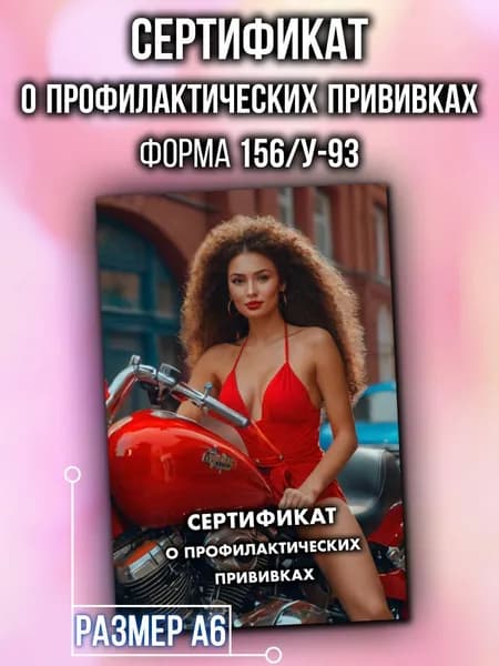 Сертификат о профилактических прививках Аурасо для взрослых, форма 156/у-93, размер А6