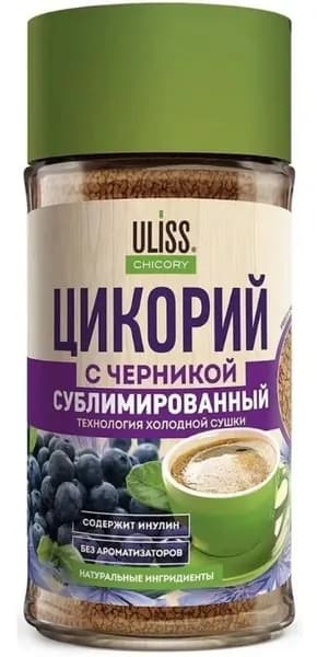 Славкофе Цикорий натуральный растворимый Uliss Chicory, с черникой, сублимированный, 85 г