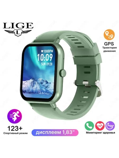 LIGE Смарт-часы LIGE Смарт-часы Fit 10 серия, мужские, женские с влагозащитой/Для Apple и Android/часы смарт AMOLED дисплей, 47mm, Зеленый