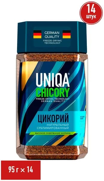 Цикорий Uniqa Chicory растворимый сублимированный 95 г, набор: 14 штук