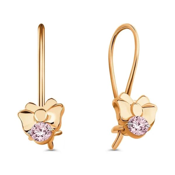 Серьги детские с фианитами из красного золота 585 пробы 585GOLD