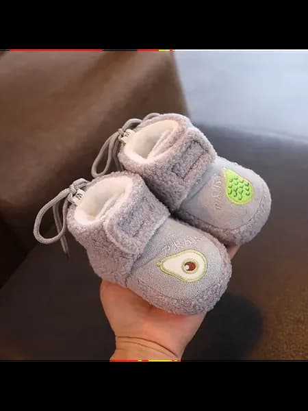 Детские ботинки с авокадо, серые, 0-4 месяца