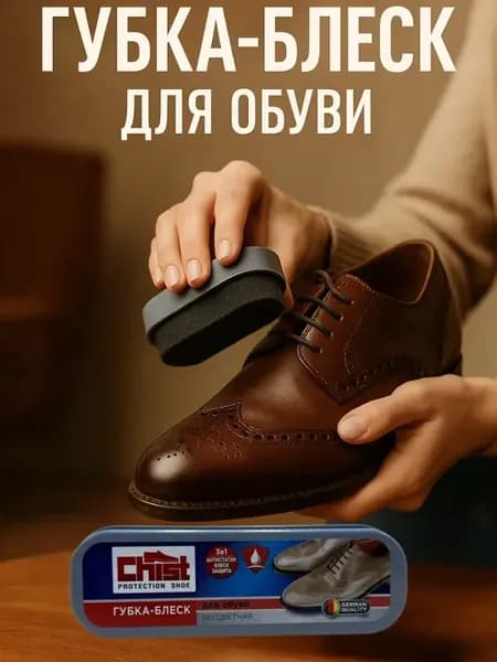 Губка блеск для обуви бесцветная с силиконовым маслом