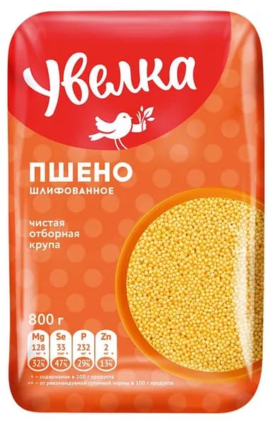 Пшено шлифованное Увелка , 800 г x 1 шт