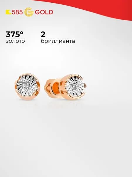 Серьги женские с бриллиантами из красного золота 375 пробы 585GOLD
